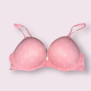 Victoria’s Secret Wear Everywhere Super Push Up Bra Size 34D Pink Hearts